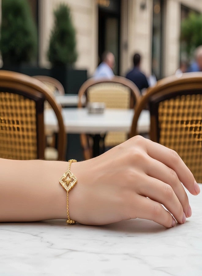OANM studio 18K Gold Plated Clover Lucky Love Bangle Bracelet Set For Women, Non Tarnish Stacking Friendship Bracelet Set, Christmas Anniversary Birthday Gift - Image 4
